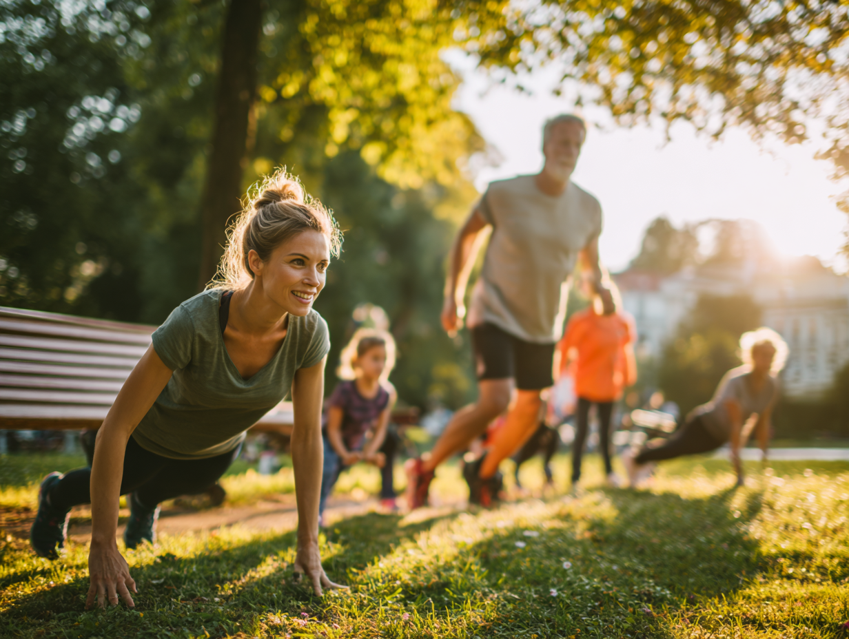 Команда тренерів різного віку демонструє різні види активності